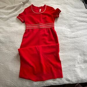 Verona Knits Vintage Red Dress with gold accents, vintage size 14